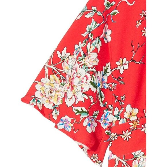 TRUTH & FABLE Women's XS Red Floral Keyhole Maxi Evening Dress with Side Slits - Picture 7 of 10